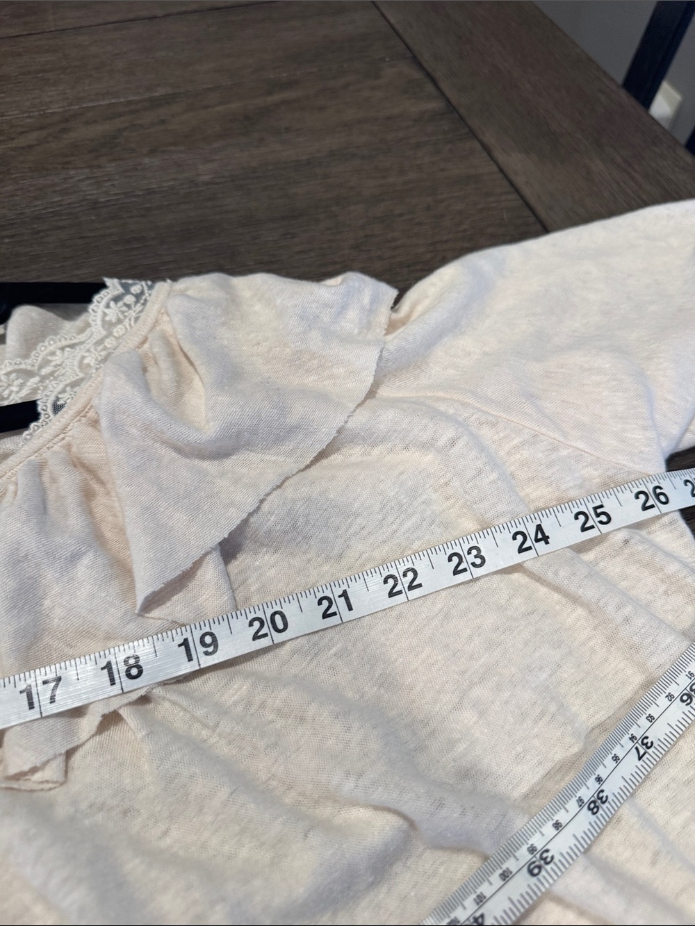 Free People NWT Cream Ruffle Lace-Trim Peasant Blouse - Picture 5 of 6